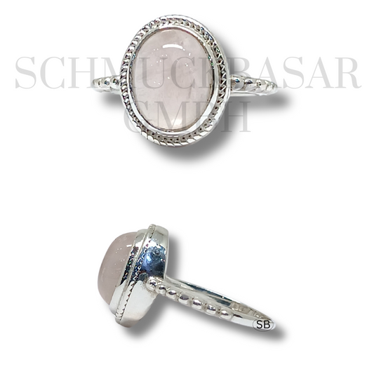 SILVER ROSE QUARTZ STONE RINGS