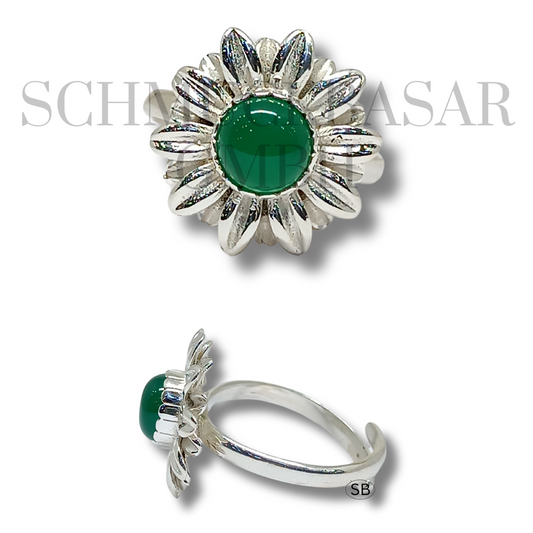 SILVER EMERALD STONE RINGS