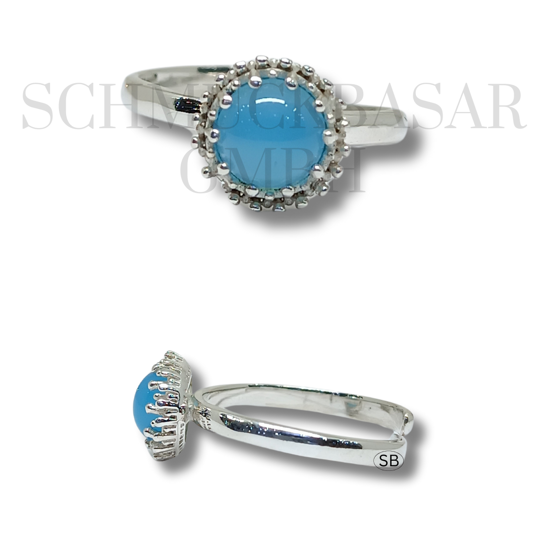 SILVER BLUE CHALCEDONY STONE RINGS