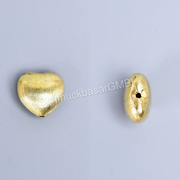 Matte Heart Beads Centre Hole - Gold