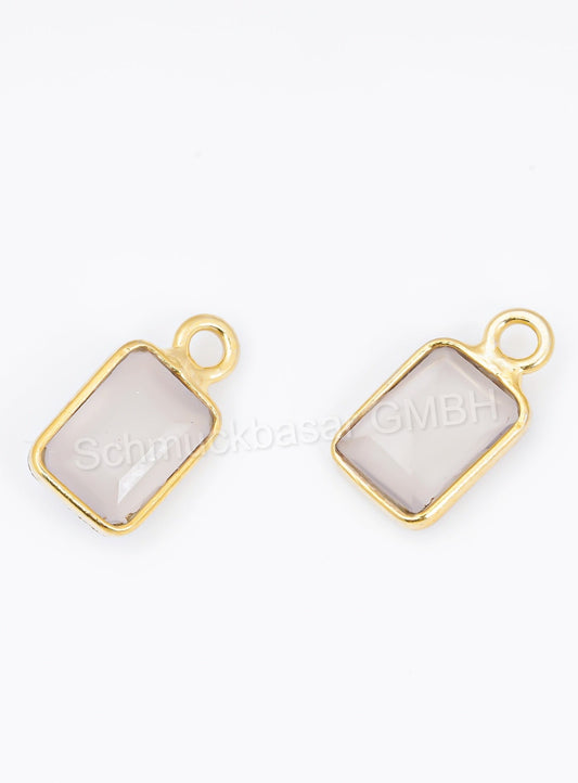 5 x 7 MM GREY CHALCEDONY BEZEL CONNECTOR