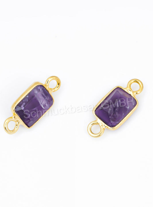 5 x 7 MM AMETHYST BEZEL CONNECTOR