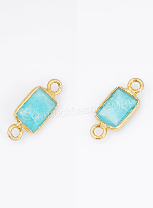 5 x 7 MM AMAZONITE BEZEL CONNECTOR