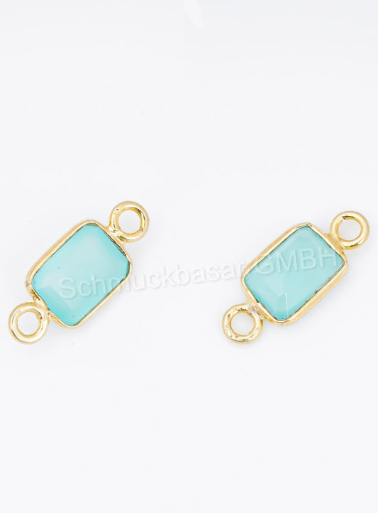 5 x 7 MM AQUA CHALCEDONY BEZEL CONNECTOR