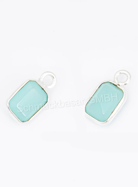 5 x 7 MM AQUA CHALCEDONY BEZEL CONNECTOR