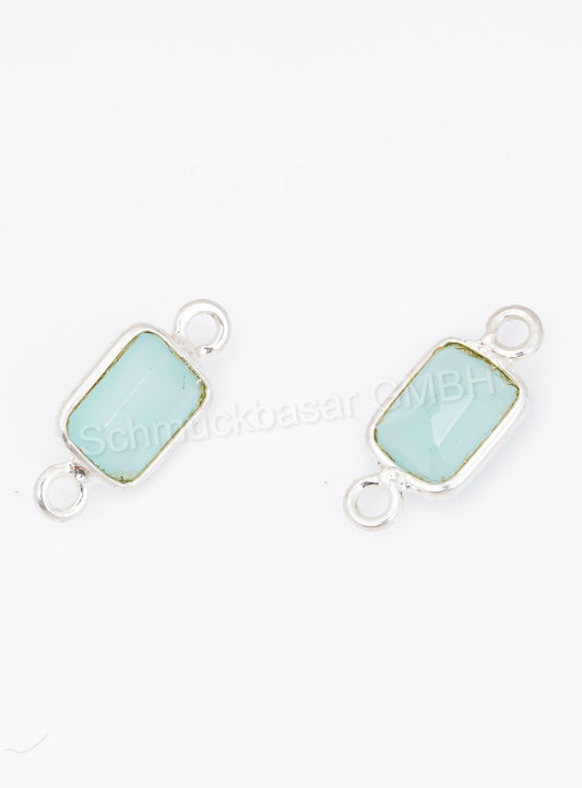 5 x 7 MM AQUA CHALCEDONY BEZEL CONNECTOR