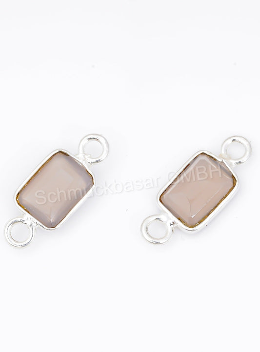 5 x 7 MM GREY CHALCEDONY BEZEL CONNECTOR