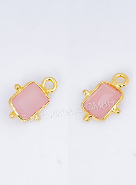 5 x 7 MM ROSE QUARTZ BEZEL CONNECTOR
