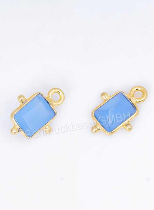 5 x 7 MM BLUE CHALCEDONY BEZEL CONNECTOR