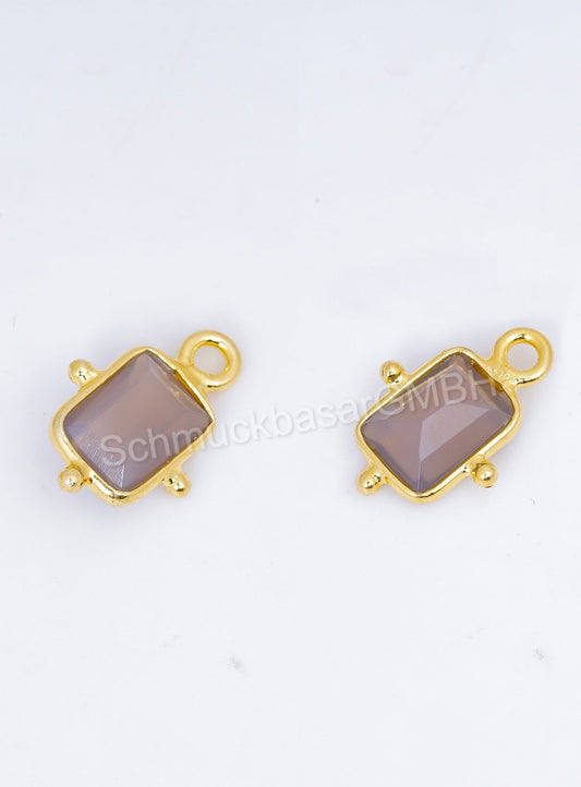 5 x 7 MM GREY CHALCEDONY BEZEL CONNECTOR