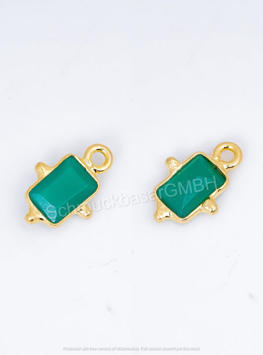 5 x 7 MM GREEN ONYX BEZEL CONNECTOR