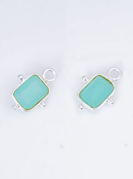 5 x 7 MM AQUA CHALCEDONY BEZEL CONNECTOR