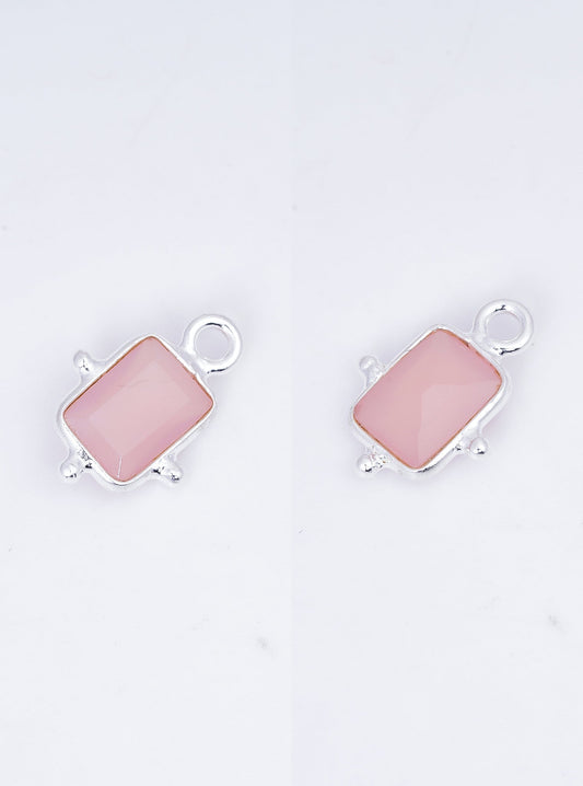 5 x 7 MM ROSE QUARTZ BEZEL CONNECTOR