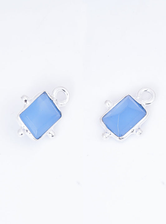 5 x 7 MM BLUE CHALCEDONY BEZEL CONNECTOR