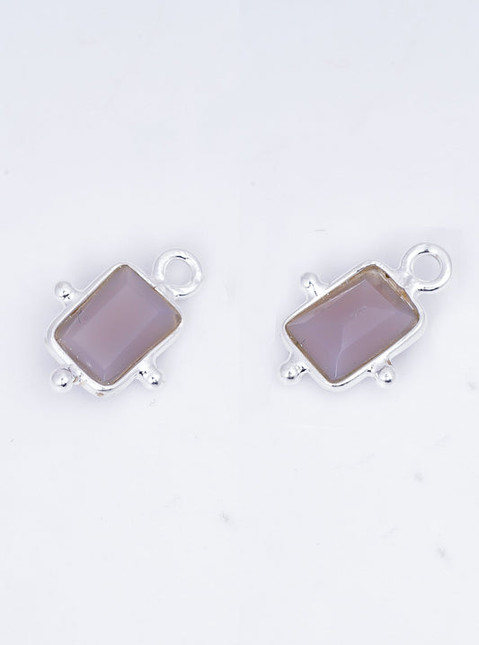 5 x 7 MM GREY CHALCEDONY BEZEL CONNECTOR
