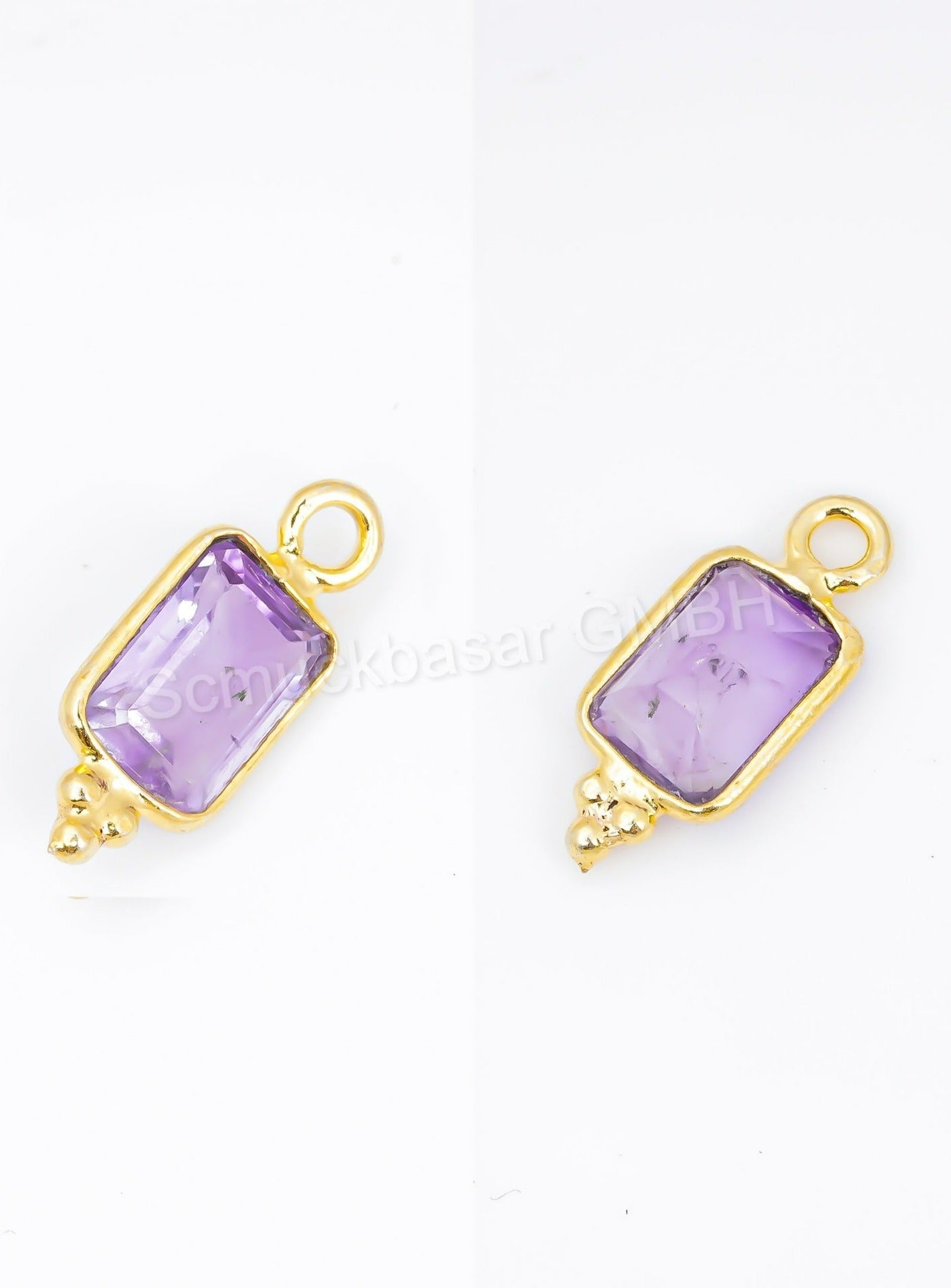 5 x 7 MM AMETHYST BEZEL CONNECTOR