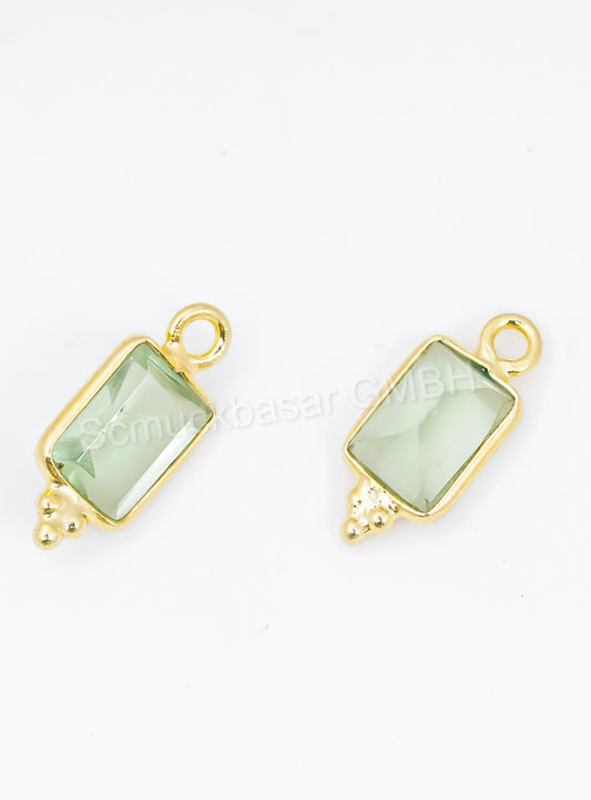 5 x 7 MM GREEN AMETHYST BEZEL CONNECTOR