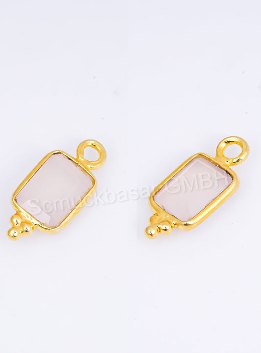 5 x 7 MM ROSE QUARTZ BEZEL CONNECTOR