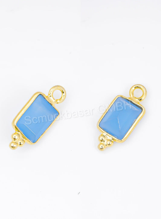 5 x 7 MM BLUE CHALCEDONY BEZEL CONNECTOR