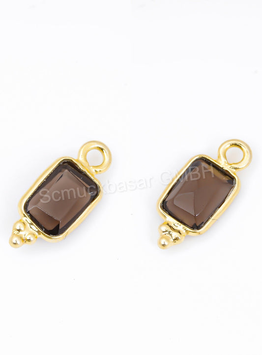 5 x 7 MM SMOKEY QUARTZ BEZEL CONNECTOR