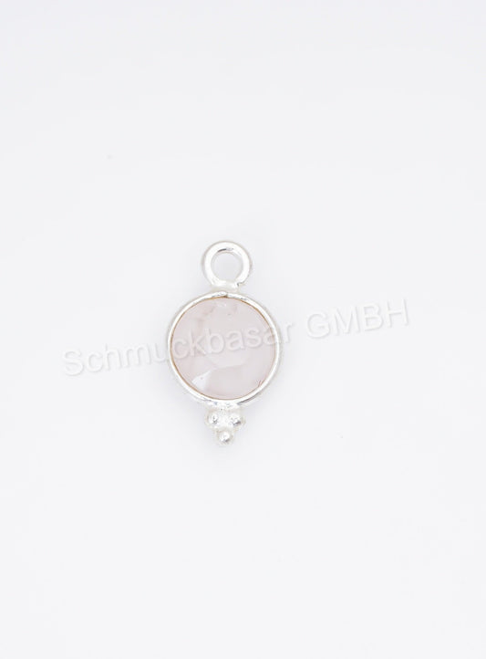 6 MM ROSE QUARTZ BEZEL CONNECTOR