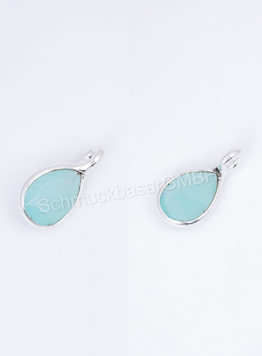 5 x 7 MM AQUA CHALCEDONY BEZEL CONNECTOR