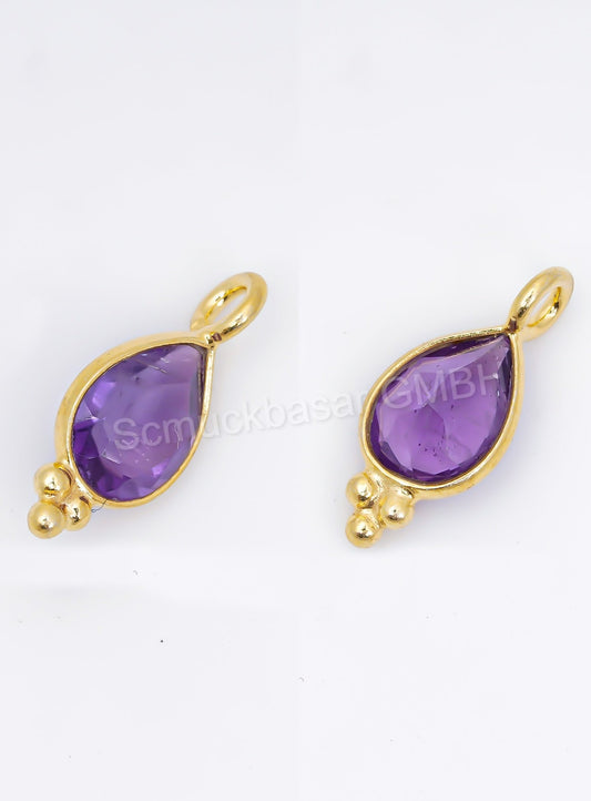 5 x 7 MM AMETHYST BEZEL CONNECTOR