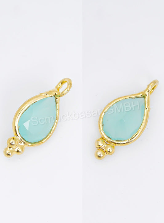 5 x 7 MM AQUA CHALCEDONY BEZEL CONNECTOR