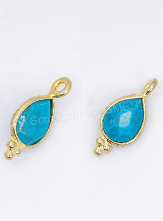 5 x 7 MM TURQUOISE BEZEL CONNECTOR