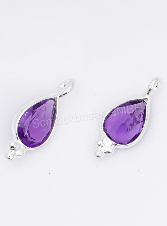 5 x 7 MM AMETHYST BEZEL CONNECTOR