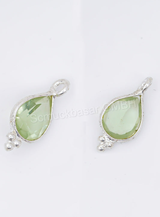 5 x 7 MM GREEN AMETHYST BEZEL CONNECTOR