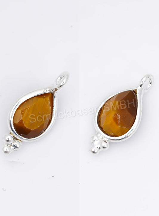 5 x 7 MM TIGER EYE BEZEL CONNECTOR