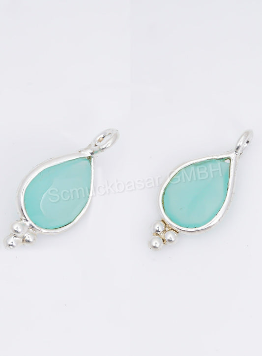 5 x 7 MM AQUA CHALCEDONY BEZEL CONNECTOR