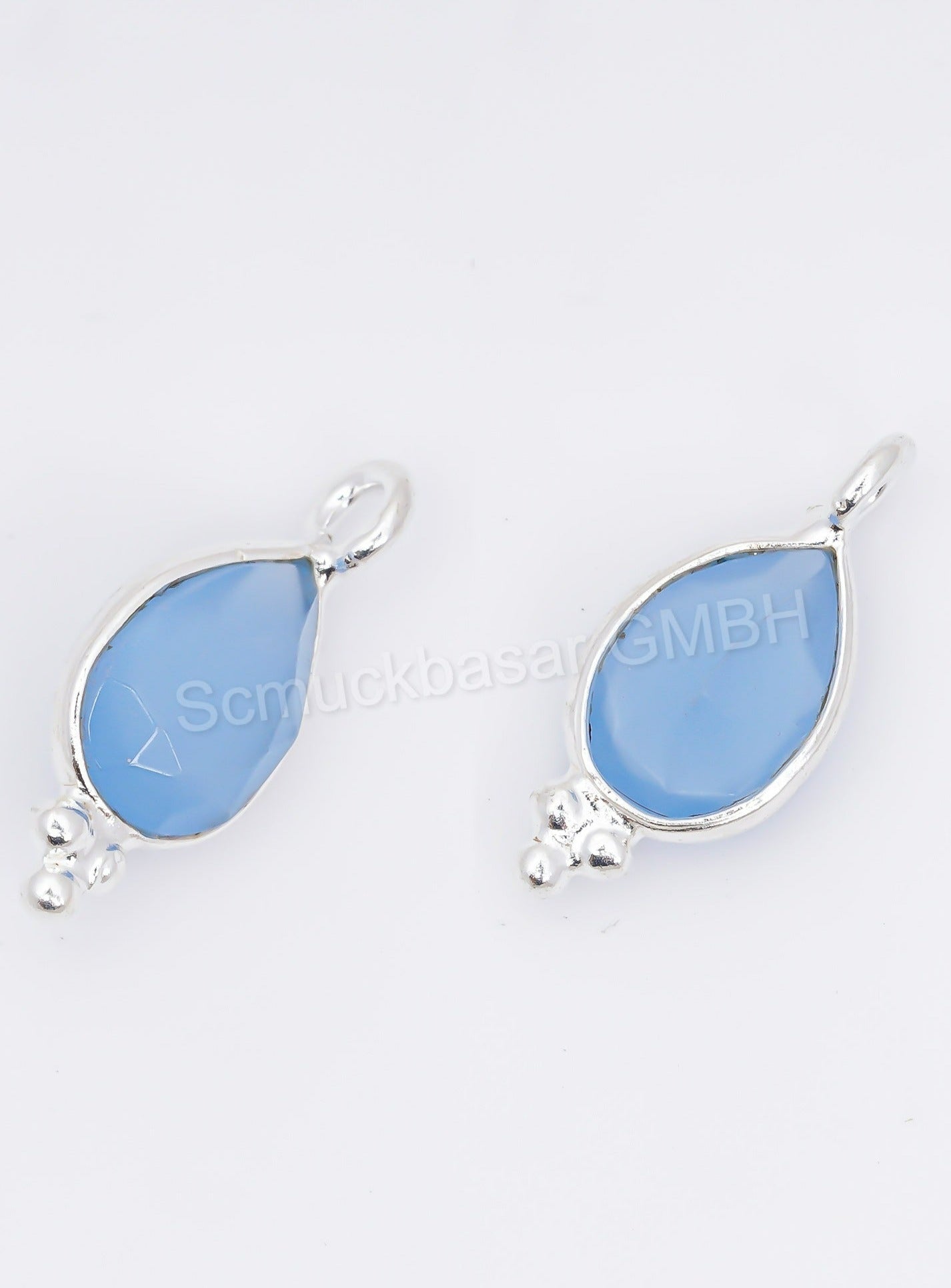 5 x 7 MM BLUE CHALCEDONY BEZEL CONNECTOR