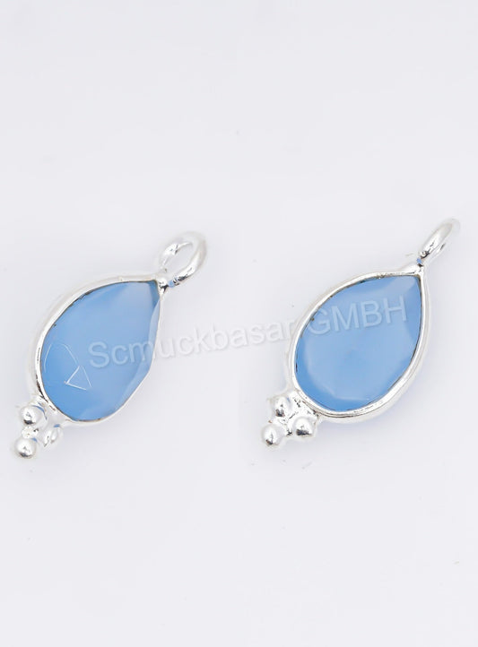 5 x 7 MM BLUE CHALCEDONY BEZEL CONNECTOR