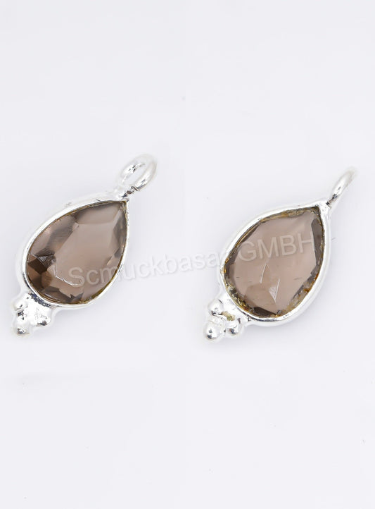 5 x 7 MM SMOKEY QUARTZ BEZEL CONNECTOR