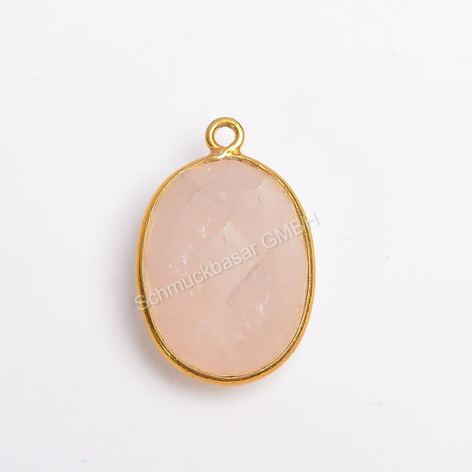 13 X 18 MM  ROSE QUARTZ BEZEL CONNECTOR