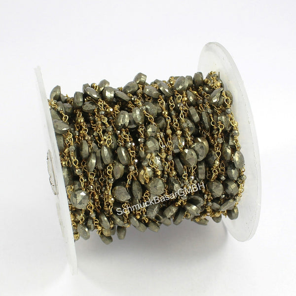 NATURAL PYRITE DROP ROSARY CHAIN ROLL